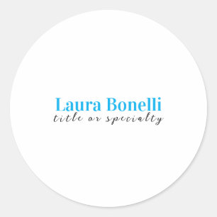 Minimalist Professional Modern Plain Name Title Classic Round Sticker
