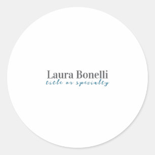 Minimalist Professional Modern Plain Name Title Classic Round Sticker