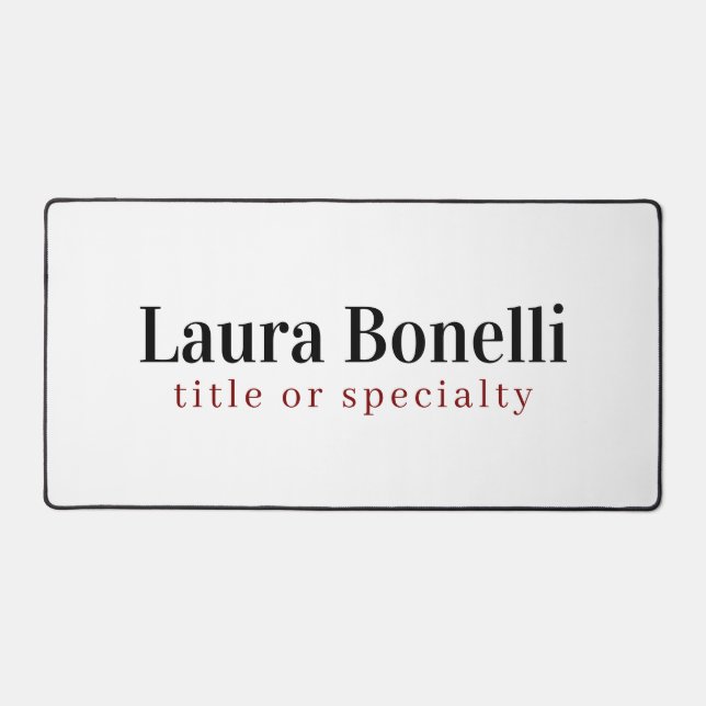 Minimalist Professional Modern Plain Name Title Desk Mat (Front)