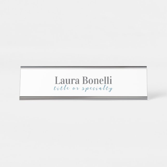 Minimalist Professional Modern Plain Name Title Desk Name Plate (Front)
