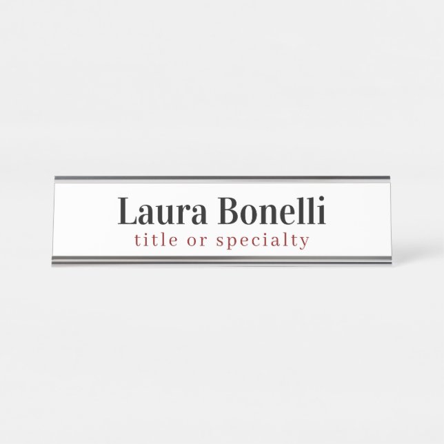 Minimalist Professional Modern Plain Name Title Desk Name Plate (Front)