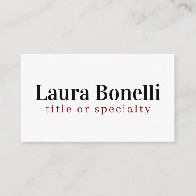 Minimalist Professional Modern Plain Name Title Enclosure Card (Front)