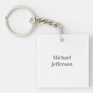 Minimalist Professional Modern Plain Name Title Keychain