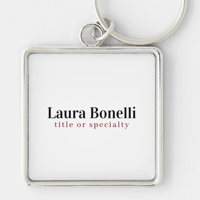 Minimalist Professional Modern Plain Name Title Keychain (Front)
