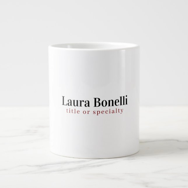 Minimalist Professional Modern Plain Name Title Large Coffee Mug (Front)