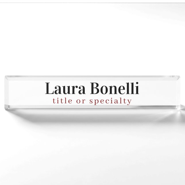 Minimalist Professional Modern Plain Name Title Nameplate (Front)