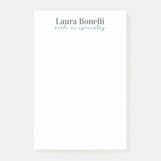 Minimalist Professional Modern Plain Name Title Post-it Notes (Front)
