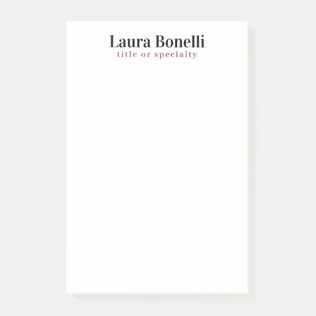 Minimalist Professional Modern Plain Name Title Post-it Notes (Front)