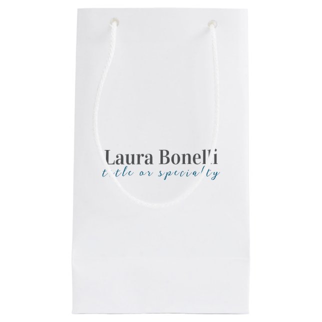 Minimalist Professional Modern Plain Name Title Small Gift Bag (Front)