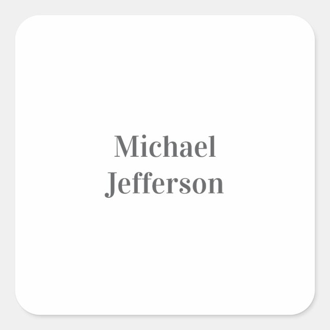 Minimalist Professional Modern Plain Name Title Square Sticker (Front)