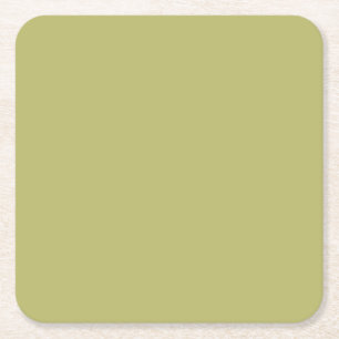 Minimalist Professional Modern Solid Olive Green Square Paper Coaster