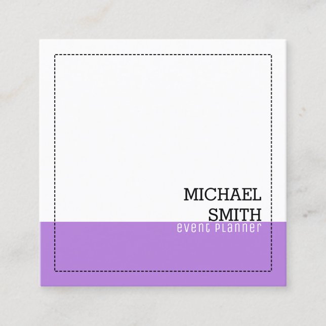 Minimalist Professional Modern White Lavender Square Business Card (Front)