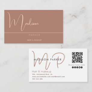 Minimalist professional monogram  Qr code Business Card