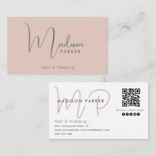 Minimalist professional monogram  Qr code Business Card