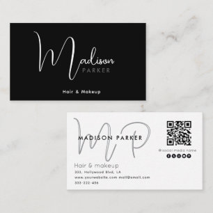 Minimalist professional monogram  Qr code Business Card