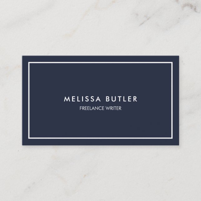 Minimalist Professional Navy Blue Business Card (Front)