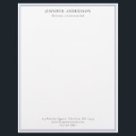 Minimalist Professional Office Letterhead<br><div class="desc">Minimalist professional office letterhead paper which can be customized with the inclusion of a name,  professional title,  email address,  phone number and business address. The paper has an elegant double navy border.</div>