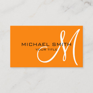 Minimalist Professional Orange Monogram Business Card
