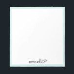 Minimalist professional personalized stationery notepad<br><div class="desc">Elegant modern minimalist typography name design with color editable aqua blue border,  simple and stylish. great professional personalized stationery.
See all the matching pieces in collection</div>