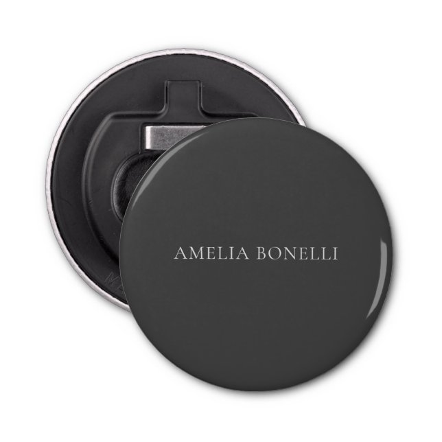 Minimalist Professional Plain Add Name Grey Bottle Opener (Front)