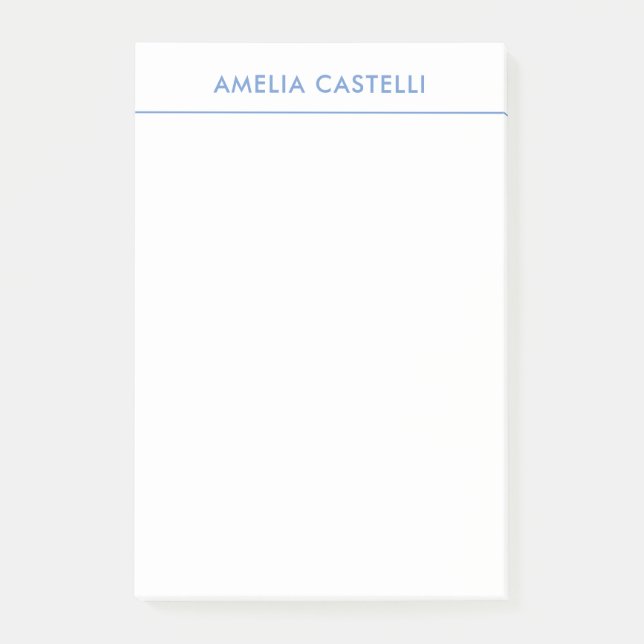 Minimalist Professional Plain Blue White Post-it Notes (Front)