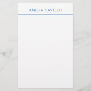 Minimalist Professional Plain Blue White Stationery