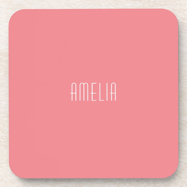 Minimalist Professional Plain Simple Name Coaster (Front)