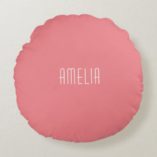 Minimalist Professional Plain Simple Name Round Pillow