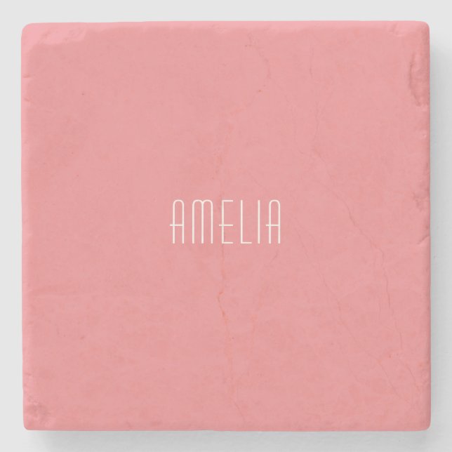 Minimalist Professional Plain Simple Name Stone Coaster (Front)