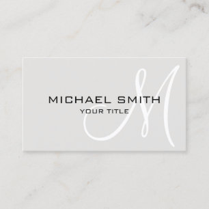 Minimalist Professional Platinum Monogram Business Card