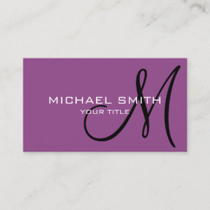 Minimalist Professional Plum Monogram Business Card