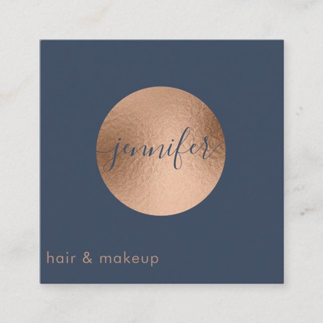 Minimalist professional  rose gold foil circle square business card (Front)