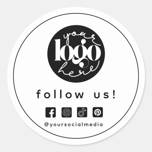 Minimalist Professional Social Media Custom Logo  Classic Round Sticker (Front)