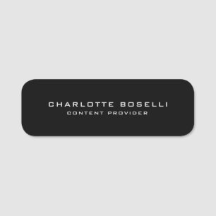 Minimalist Professional Your Name Title Black Name Tag