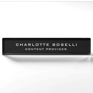Minimalist Professional Your Name Title Black Nameplate