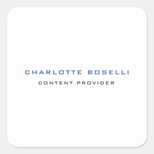 Minimalist Professional Your Name Title Profession Square Sticker (Front)