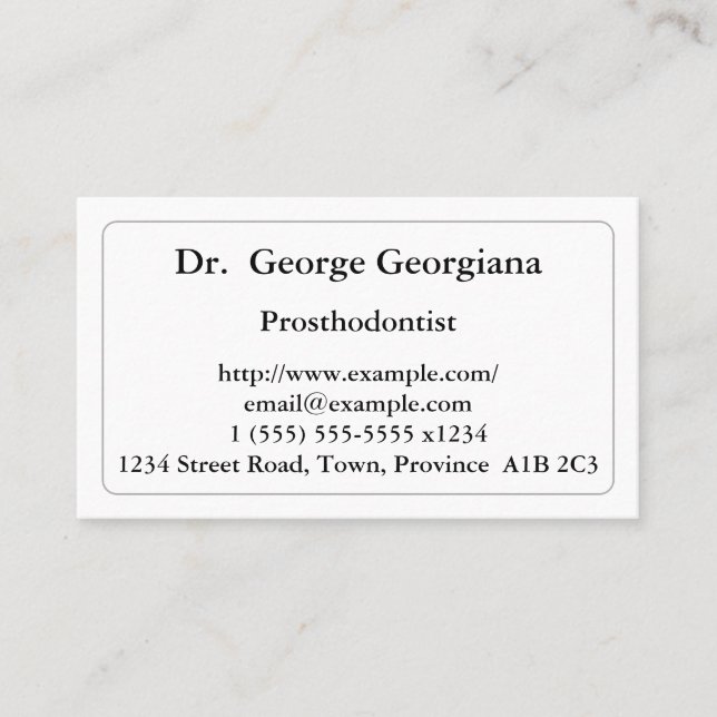 Minimalist Prosthodontist Business Card (Front)