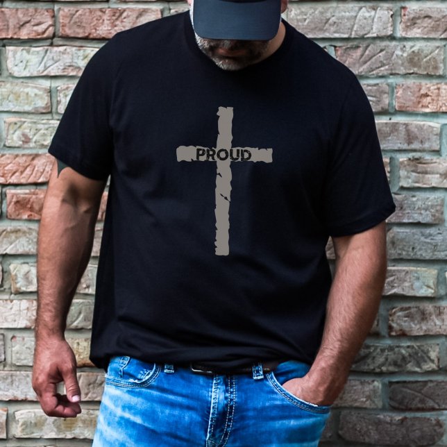 Minimalist Proud Christian Stone Cross Dark T-Shirt (Creator Uploaded)