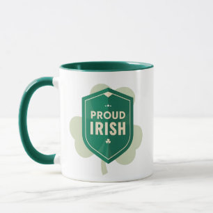 Minimalist Proud Irish Shield & Shamrock Heritage Mug