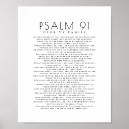 Minimalist Psalm 91 Over My Family Christian Poster