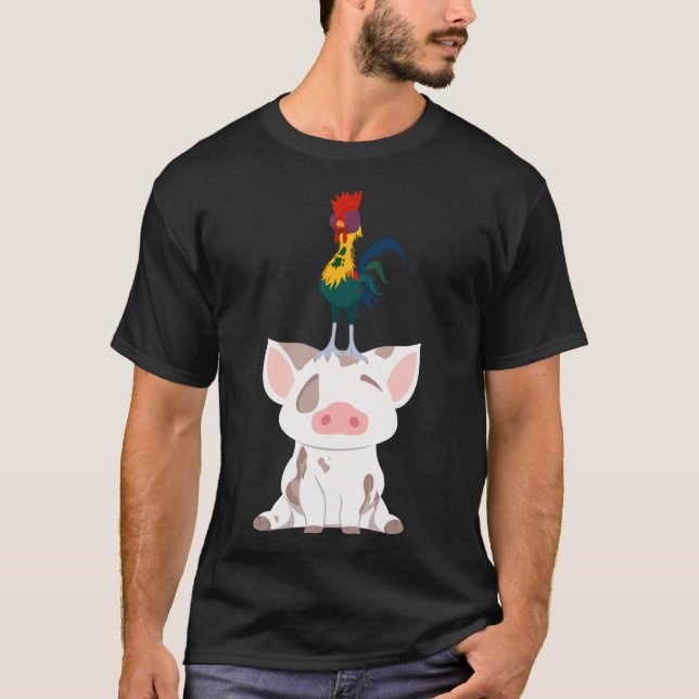 Minimalist Pua &amp; Hei Hei Sticker T-Shirt (Front)