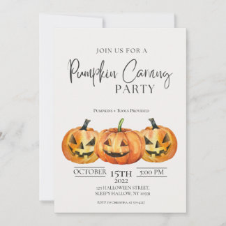 Minimalist Pumpkin Carving Party Invitation