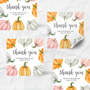 Minimalist Pumpkin Fall Baby Shower Square Square Sticker
