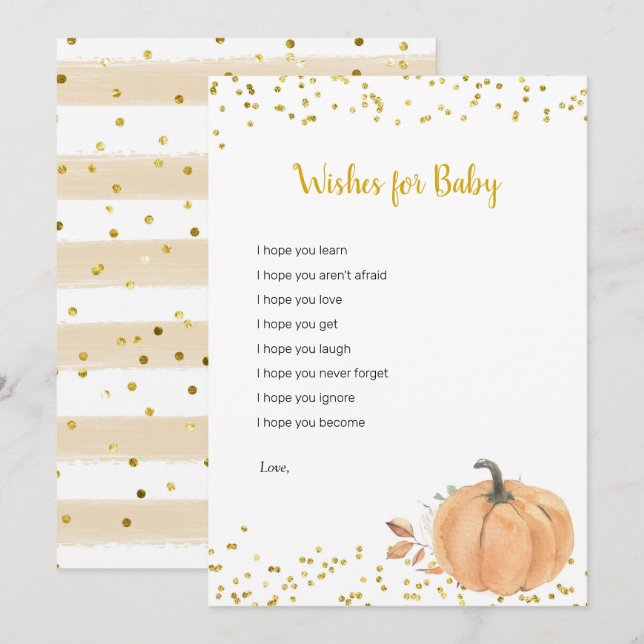 Minimalist Pumpkin Floral Wishes for Baby Game Invitation (Front/Back)