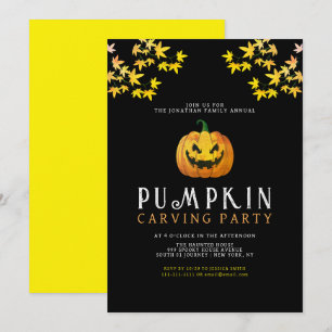 Minimalist Pumpkin Spooky Carving Party Halloween Invitation