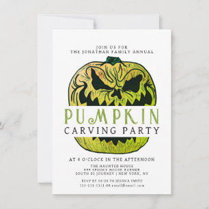 Minimalist Pumpkin Spooky Carving Party Halloween Invitation
