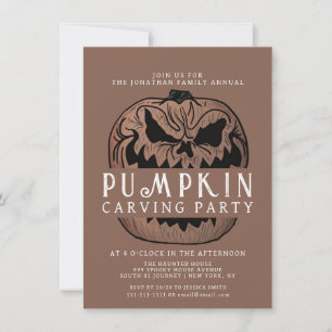 Minimalist Pumpkin Spooky Carving Party Halloween Invitation