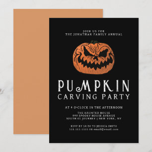 Minimalist Pumpkin Spooky Carving Party Halloween Invitation