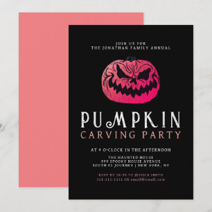 Minimalist Pumpkin Spooky Carving Party Halloween Invitation