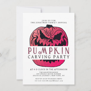 Minimalist Pumpkin Spooky Carving Party Halloween Invitation